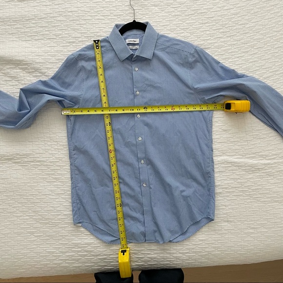 Calvin Klein Men’s Long Sleeve Shirt Button Up Check Slim Fit 16 Gently Worn - Picture 4 of 6